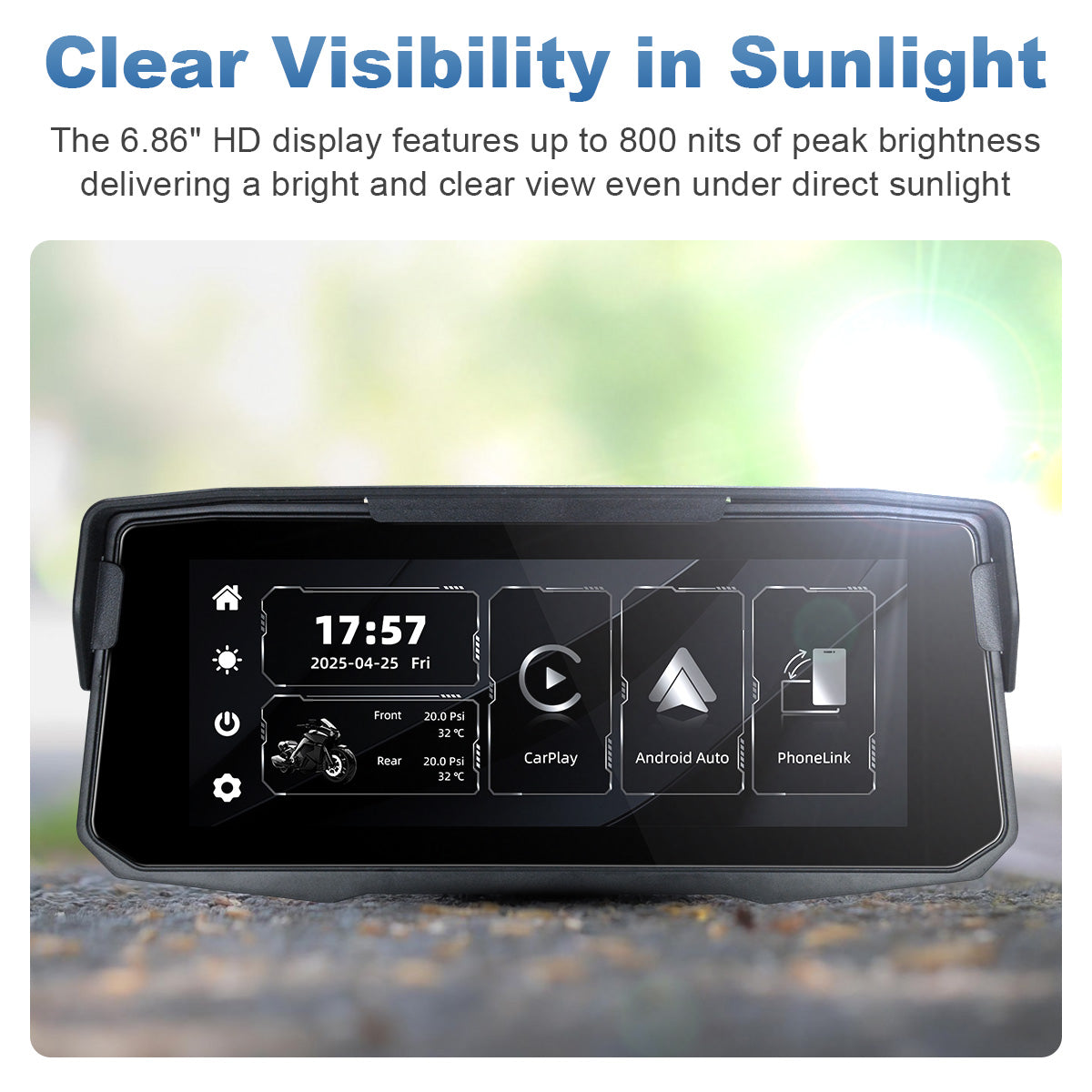 Linkifun™ MT12 6.86" Motorcycle Screen with Wireless CarPlay, Android Auto, Phone Mirroring, Optional TPMS, IP67 Waterproof & Bluetooth 5.0