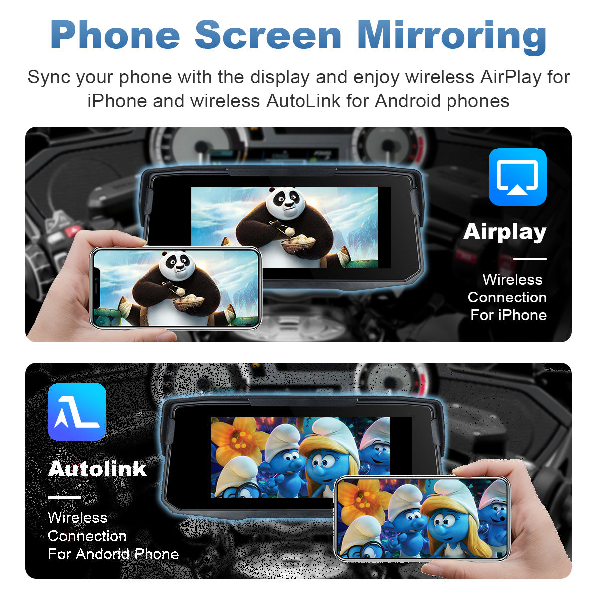 Linkifun™ MT12 6.86" Motorcycle Screen with Wireless CarPlay, Android Auto, Phone Mirroring, Optional TPMS, IP67 Waterproof & Bluetooth 5.0
