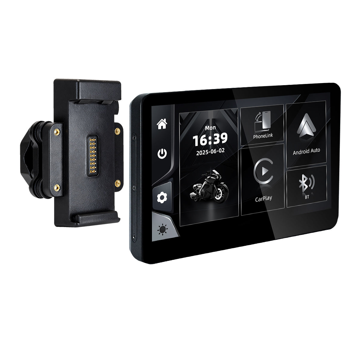 Linkifun™ MT13 + suporte ecrã de navegação para motociclos de 6.2" – CarPlay e Android Auto sem fios, espelhamento de ecrã, DVR e GPS opcionais