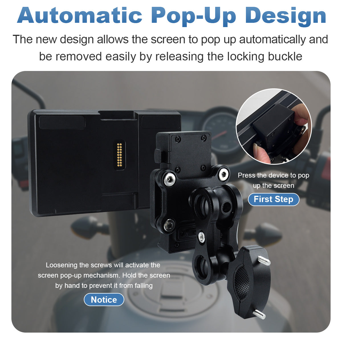 Linkifun™ MT13 + Bracket 6.2" Motorcycle Navigation Screen – Wireless CarPlay & Android Auto, Screen Mirroring, Optional DVR & GPS