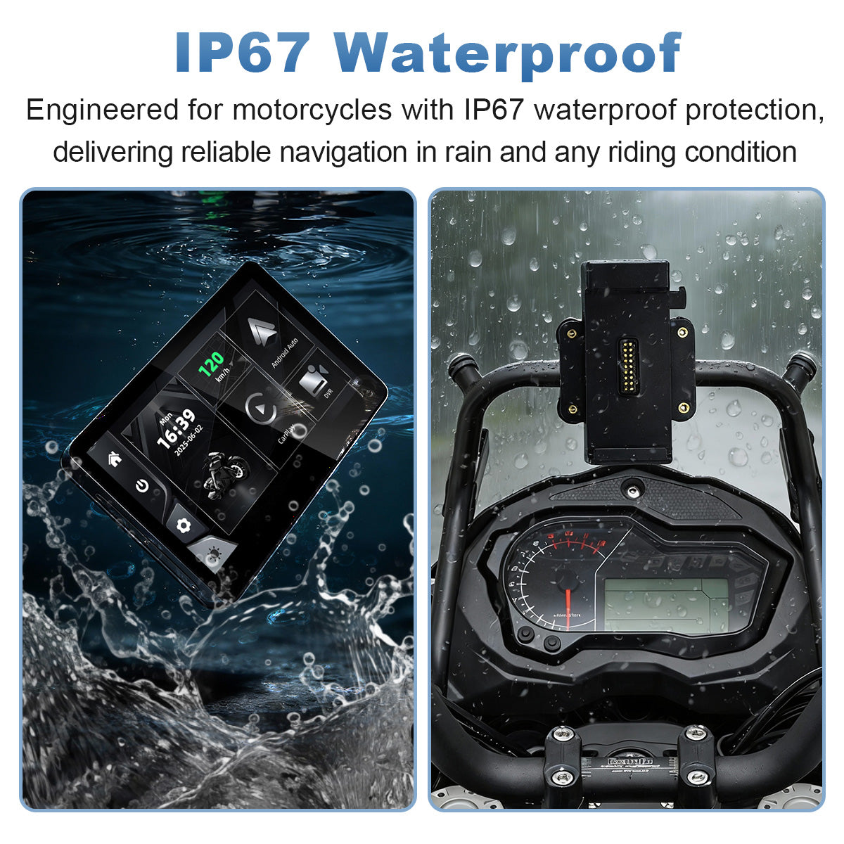 Linkifun™ MT13 + Bracket 6.2" Motorcycle Navigation Screen – Wireless CarPlay & Android Auto, Screen Mirroring, Optional DVR & GPS