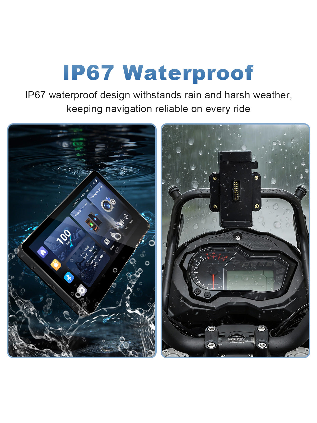 Linkifun MT13 universal bracket motorcycle navigation screen with DVR GPS IP67 waterproof dustproof housing
