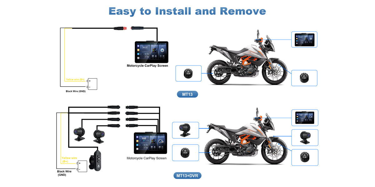 Linkifun MT13 universal bracket motorcycle navigation screen with DVR GPS product specifications desktop view