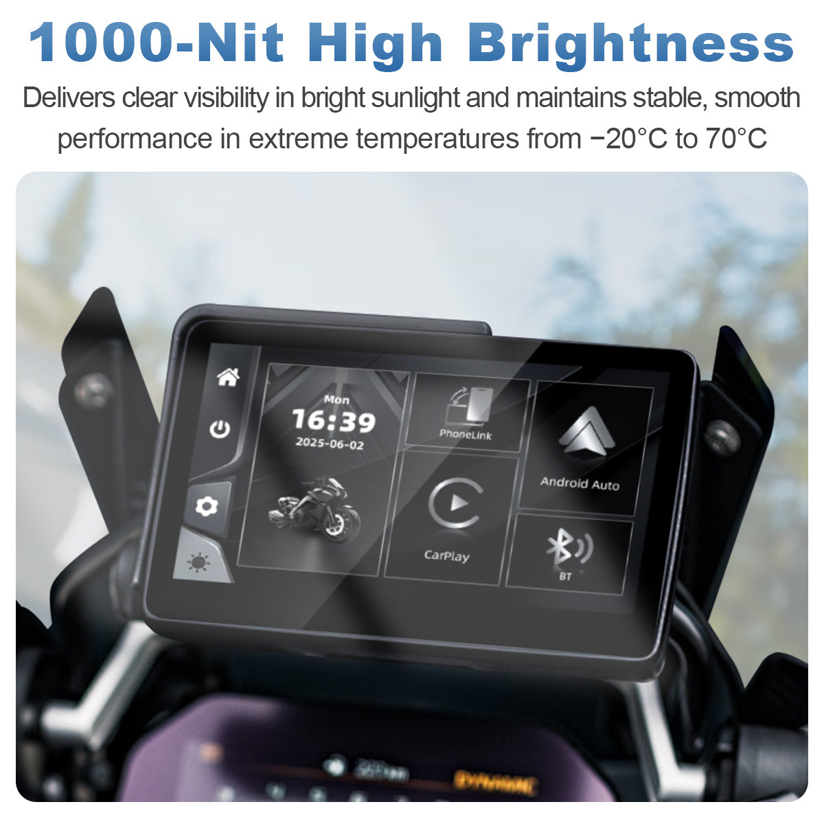 Linkifun™ MT13A 6.2" Motorcycle Screen for BMW with OEM Bracket – Wireless CarPlay & Android Auto, Quick Release