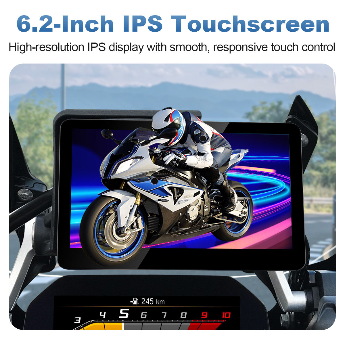 Linkifun™ MT13A 6.2" Motorcycle Display for BMW with OEM Bracket, Wireless CarPlay & Android Auto, Optional TPMS, GPS, IP67 Waterproof