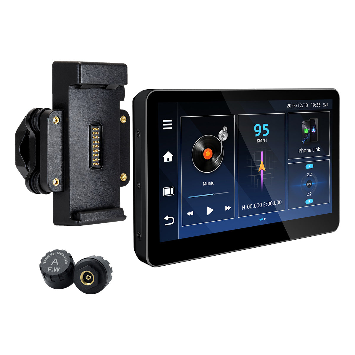 Linkifun™ MT13C + Bracket 6.2" Android 14 Smart Display for Universal Motorcycles – Google Play, Built-in GPS, Wi-Fi, Wireless CarPlay & Android Auto, Optional TPMS