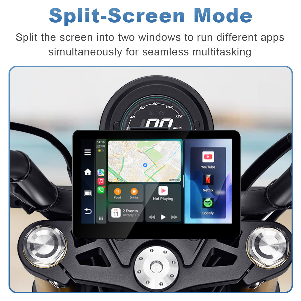 Linkifun™ MT13C + Bracket 6.2" Android 14 Smart Display for Universal Motorcycles – Google Play, Built-in GPS, Wi-Fi, Wireless CarPlay & Android Auto, Optional TPMS