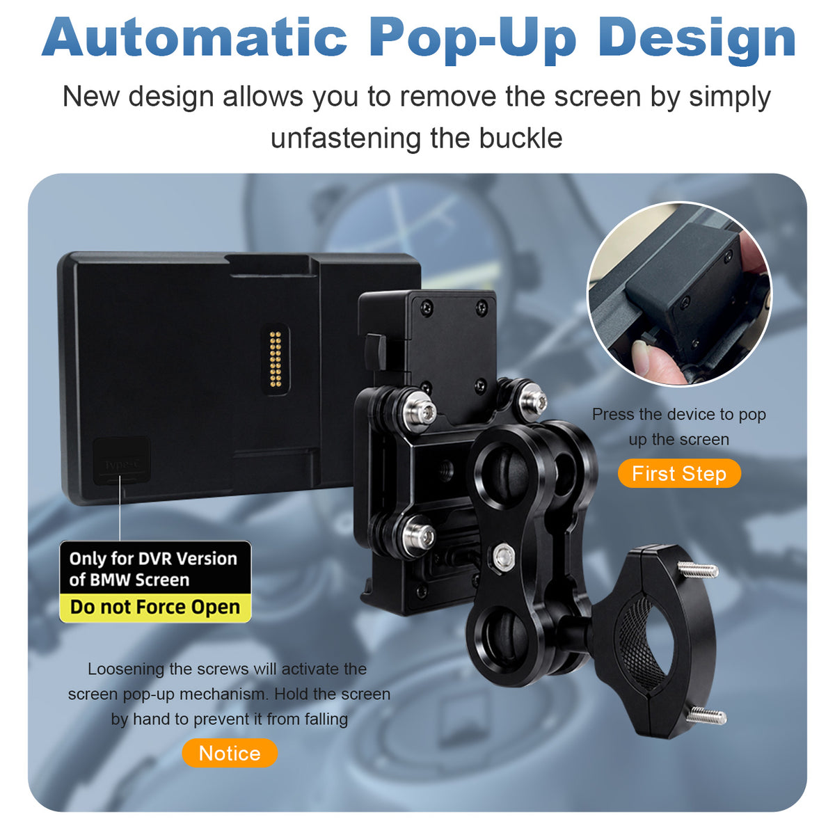 Linkifun MT13C universal bracket motorcycle smart display Android 13 Android 14 anti theft pop up release mechanism