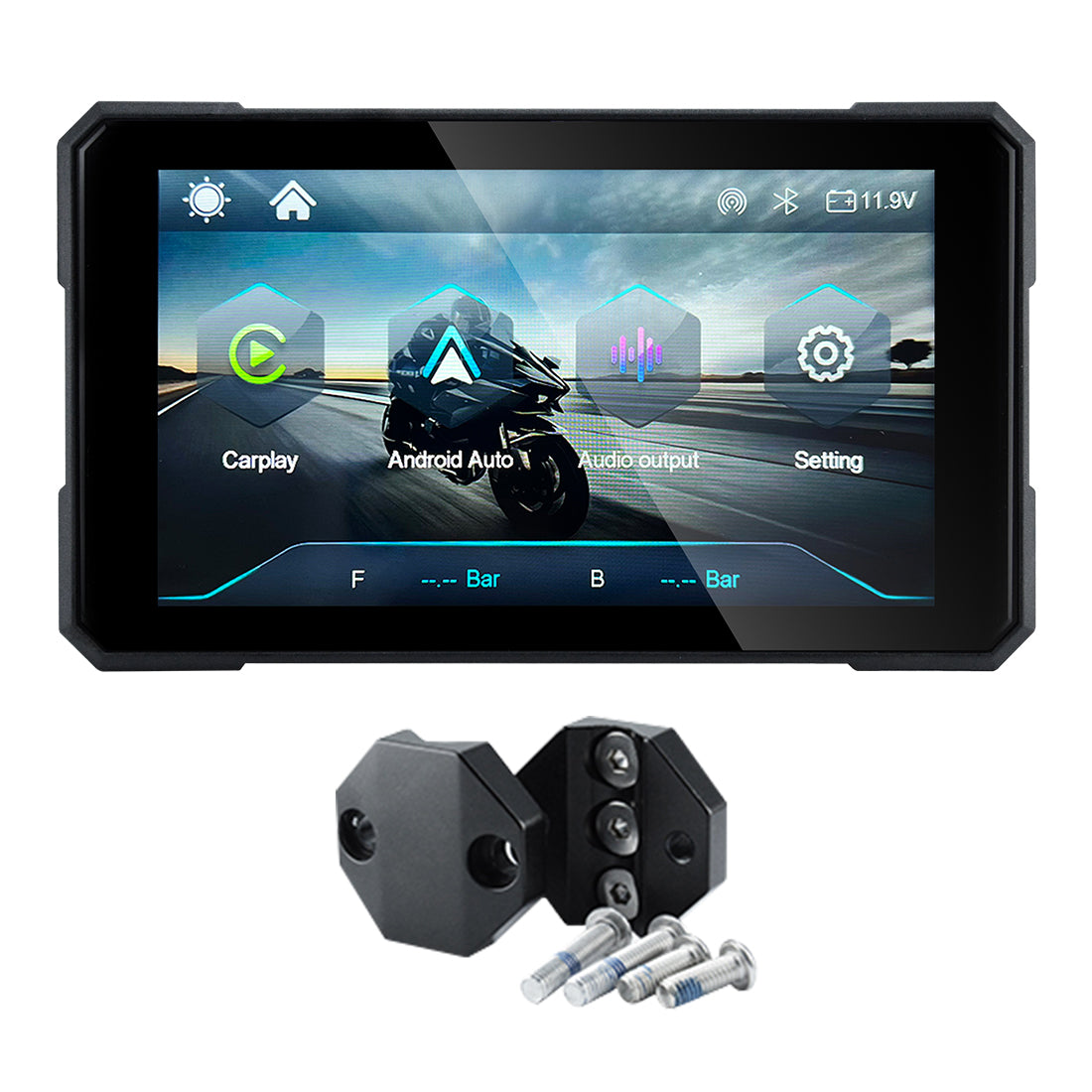 Linkifun™ MT15 5" Motorcycle Navigation Screen with Wireless CarPlay & Android Auto, Portrait & Landscape Mode, Single Bluetooth, Optional TPMS, Battery/USB Power