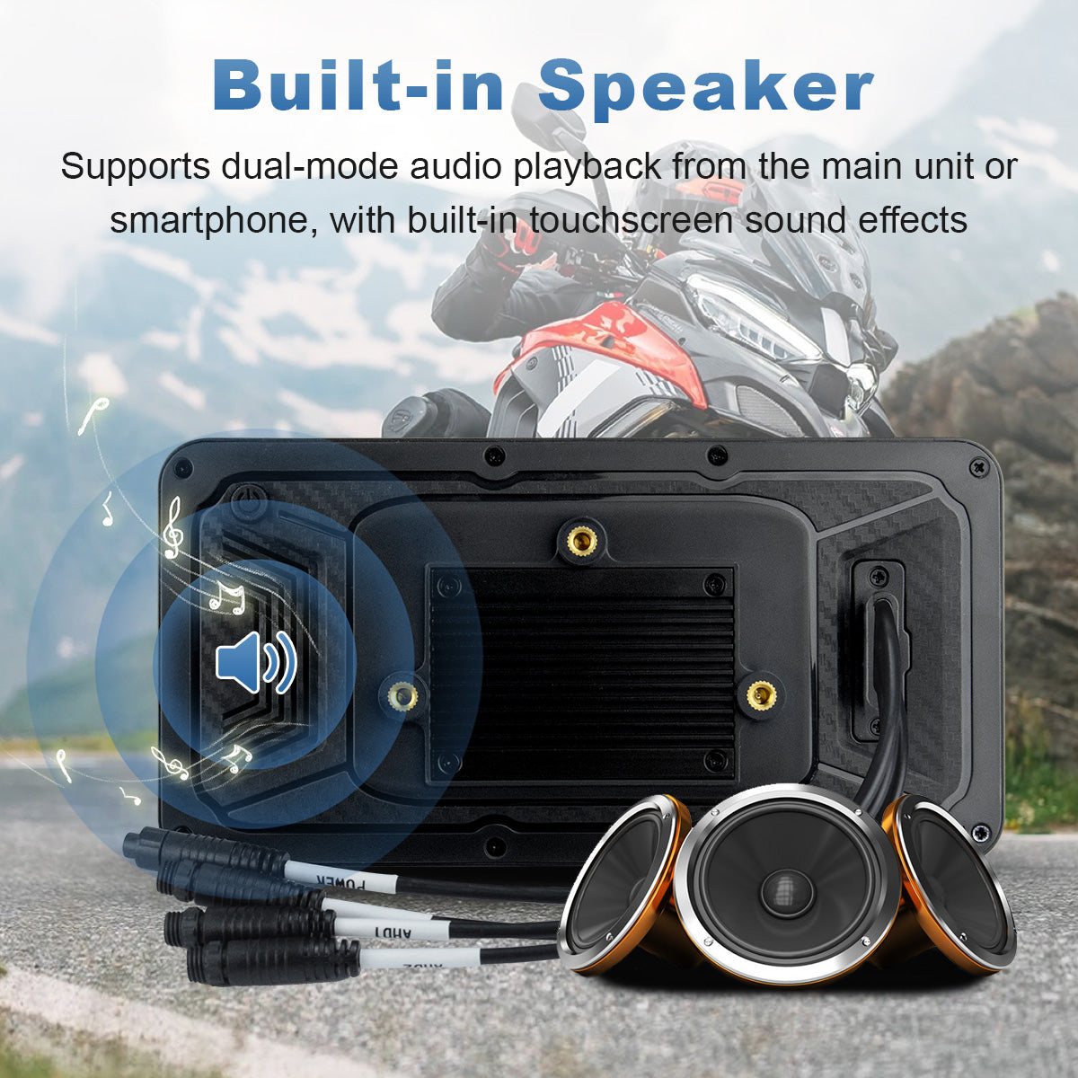 Linkifun™ MT17A 6.25" Motorcycle Dash Cam with Wireless CarPlay & Android Auto, Built-in GPS, DVR & TPMS