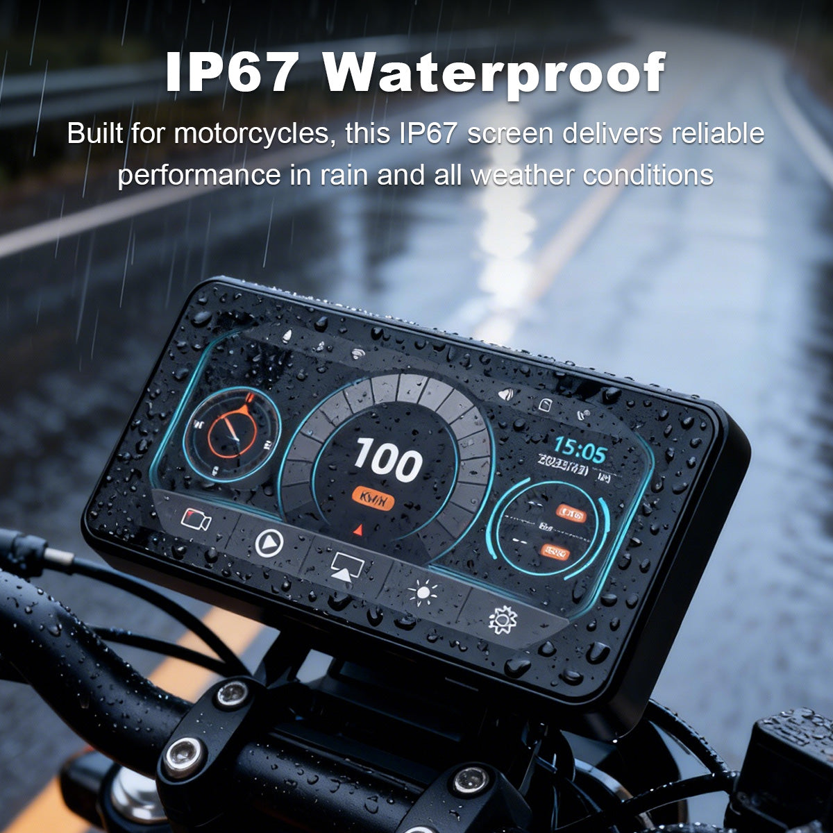 Linkifun™ MT17A 6.25" Motorcycle Dash Cam with Wireless CarPlay & Android Auto, External GPS Antenna, DVR & TPMS
