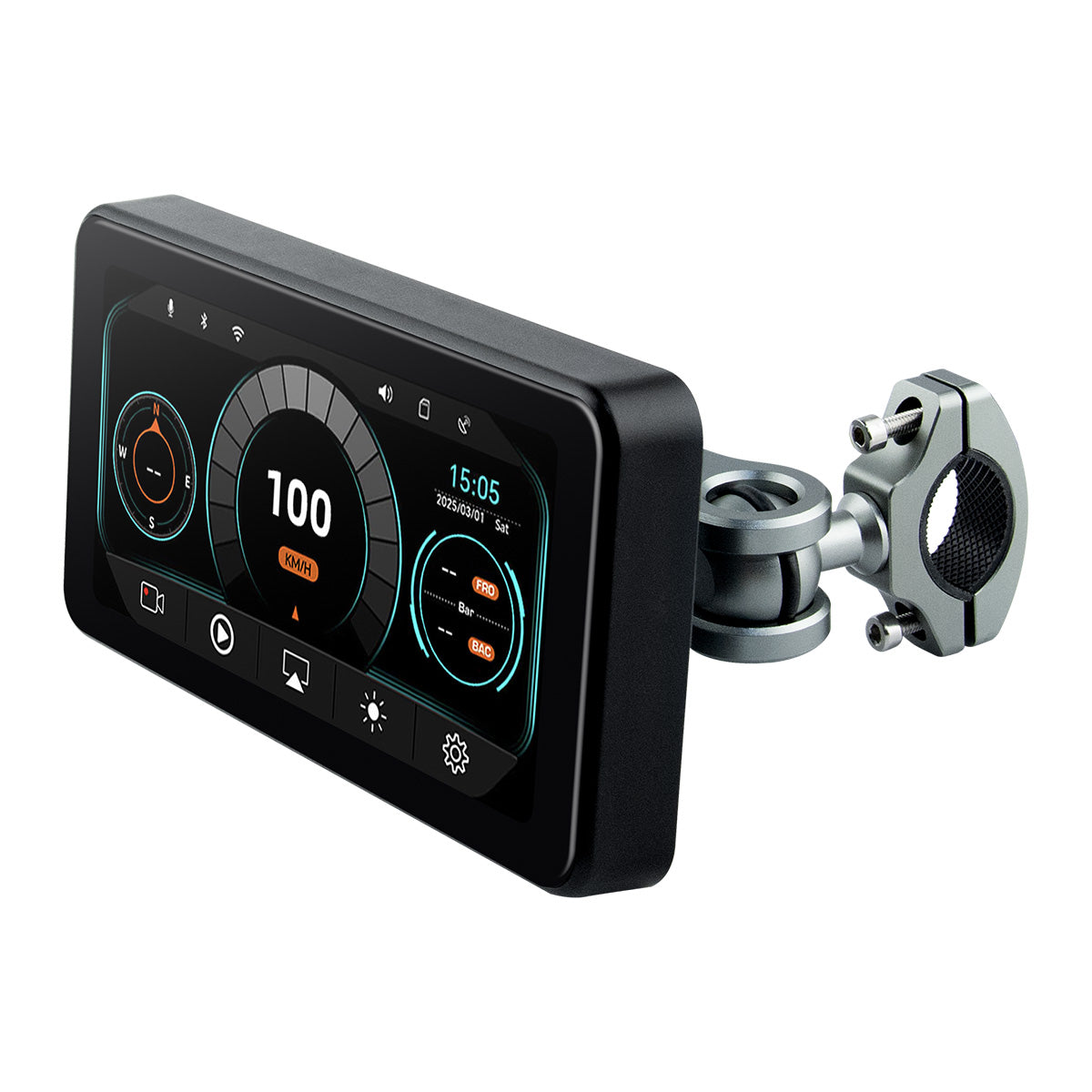 Linkifun™ MT17A 6.25" Motorcycle Dash Cam with Wireless CarPlay & Android Auto, External GPS Antenna, DVR & TPMS