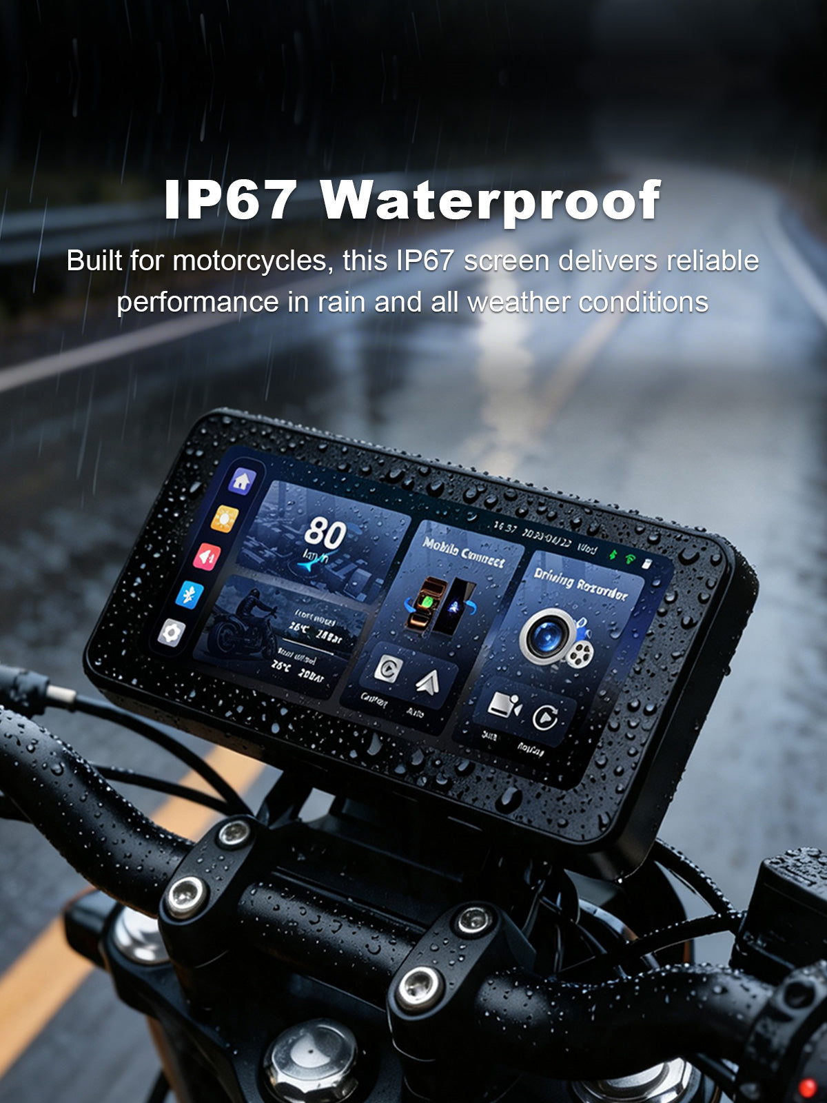 Linkifun MT17B motorcycle navigation screen and dash cam with IP67 waterproof and dustproof protection