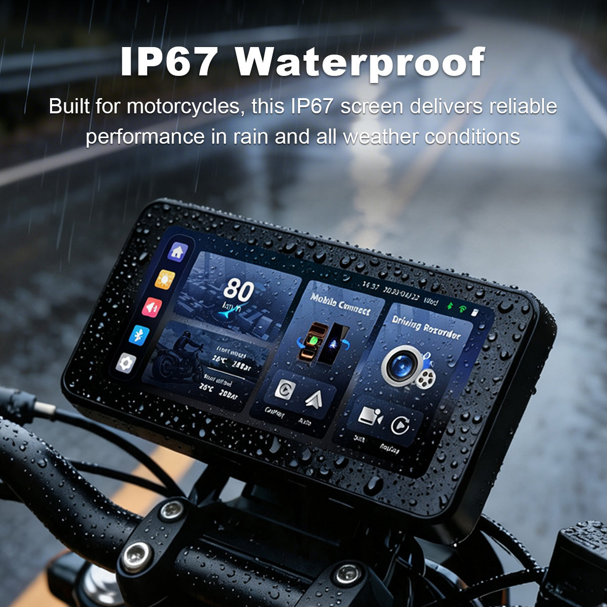Linkifun™ MT17B 6.25" Motorcycle Dash Cam Display – BSD, Wireless CarPlay & Android Auto, DVR, TPMS, Split Screen, Built-in Speaker