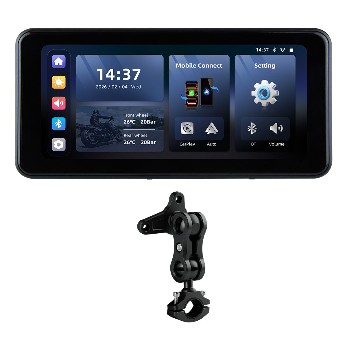 Linkifun™ MT17C 6.25" Motorcycle Dash Cam Display – Wireless CarPlay & Android Auto, DVR, TPMS, Split Screen, Built-in Speaker & Optional Mounting Brackets