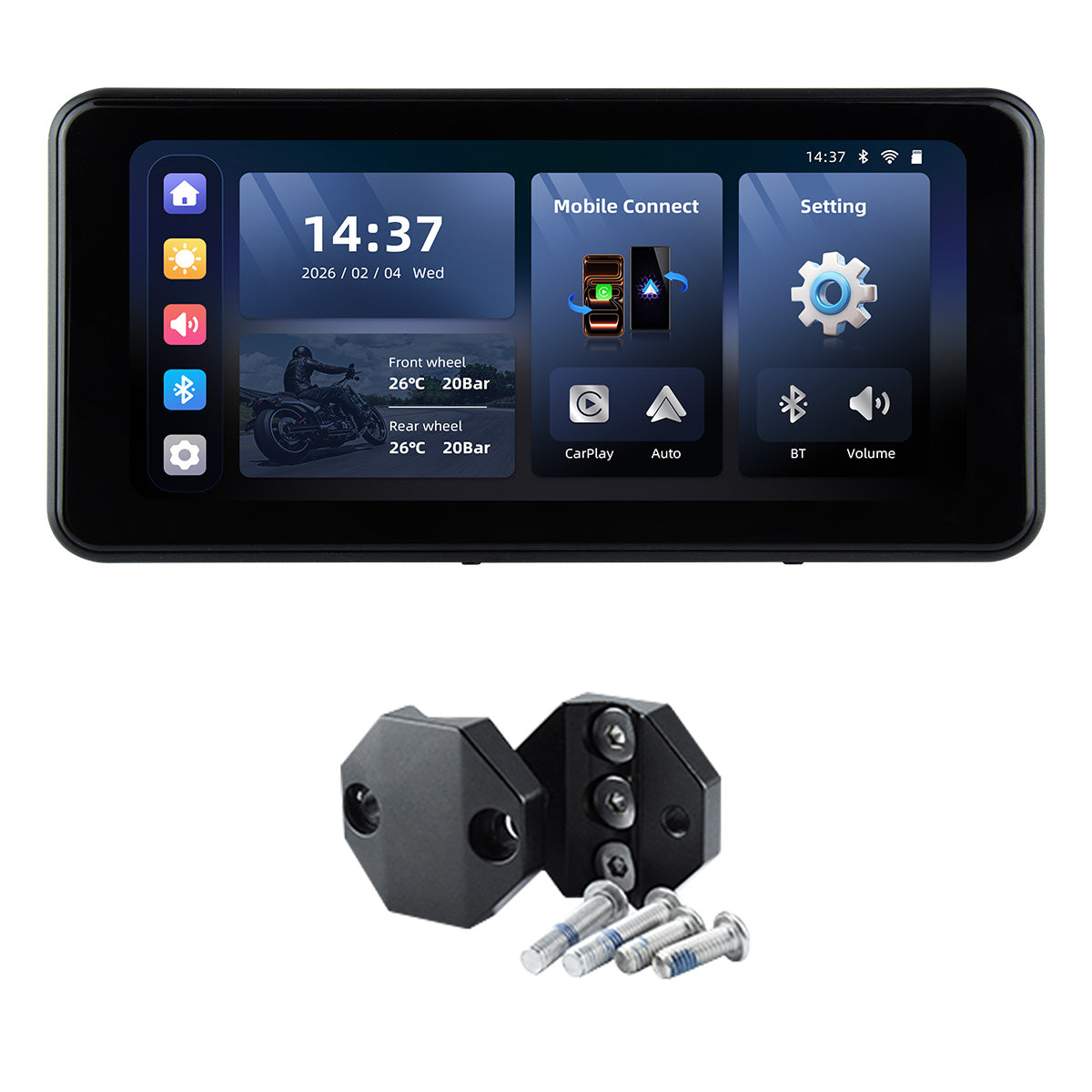 Linkifun™ MT17C 6.25" Motorcycle Dash Cam Display – Wireless CarPlay & Android Auto, DVR, TPMS, Split Screen, Built-in Speaker & Optional Mounting Brackets