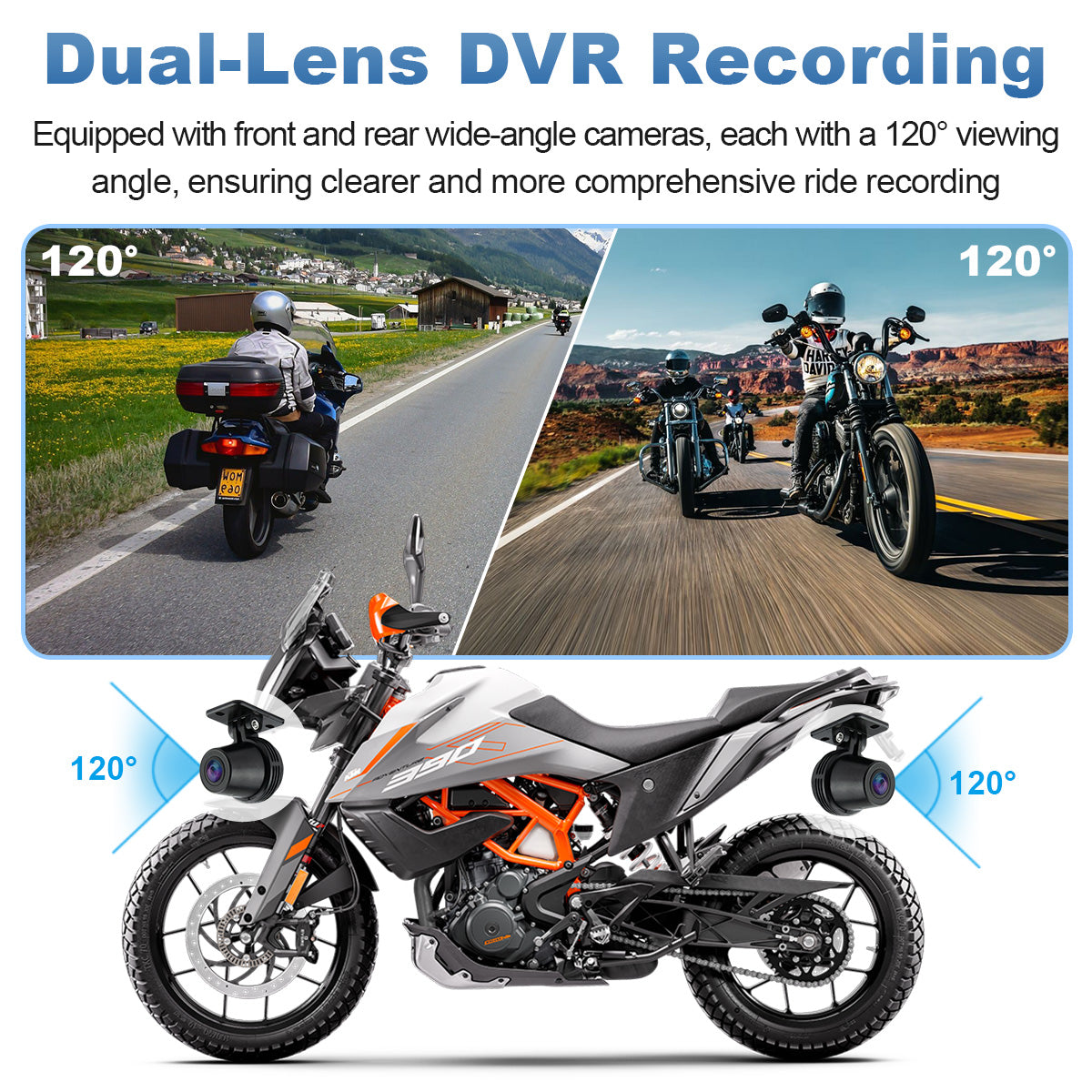 Linkifun™ MT18 + Bracket 7" Motorcycle Display – Wireless CarPlay & Android Auto, Dual-Lens DVR, GPS, TPMS & Split-Screen