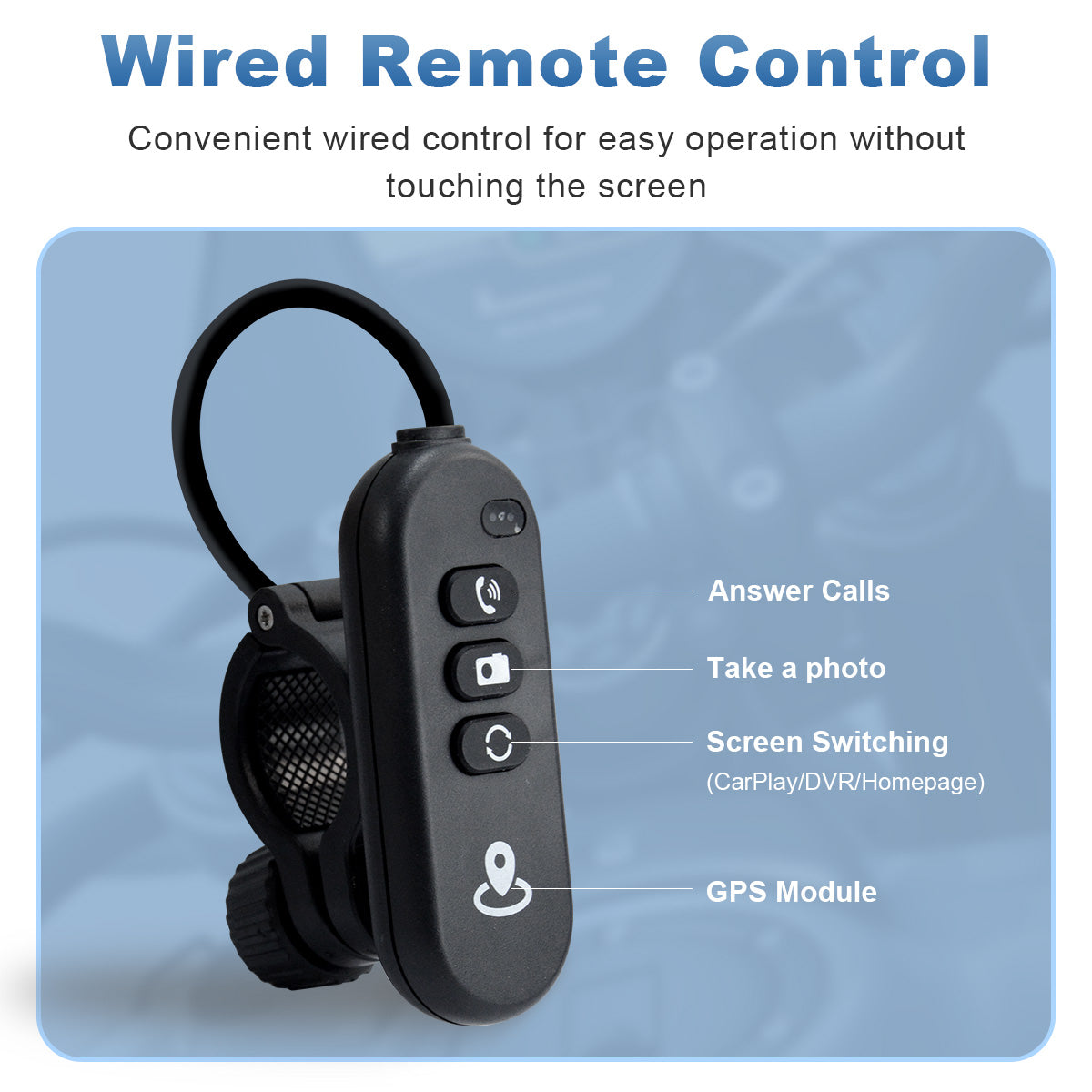 Linkifun MT18 motorcycle display mobile image with bracket and wired remote control for calls, snapshots, screen switching and integrated GPS module