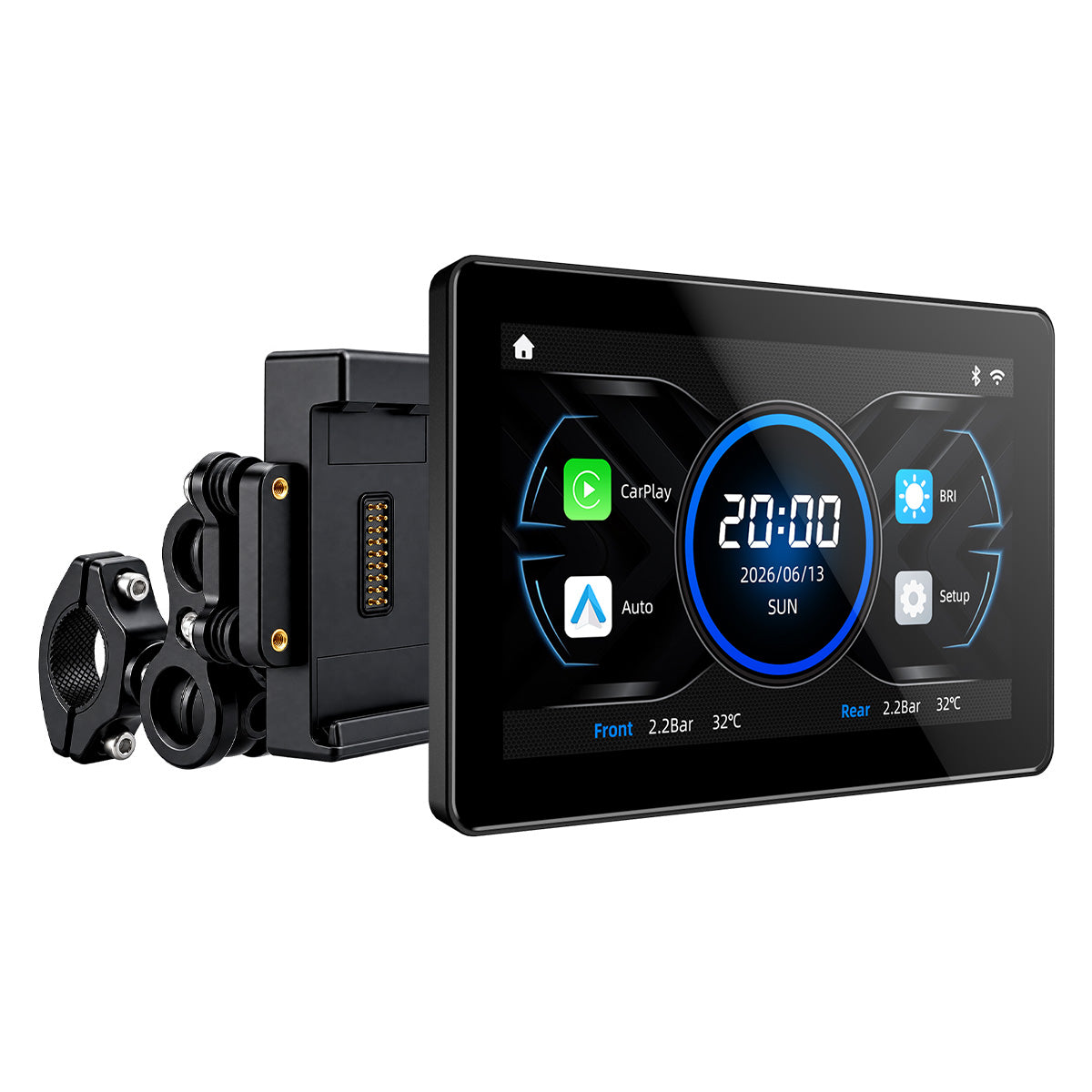 Linkifun™ MT18 + Bracket 7" Motorcycle Display – Wireless CarPlay & Android Auto, Dual-Lens DVR, GPS, TPMS & Split-Screen