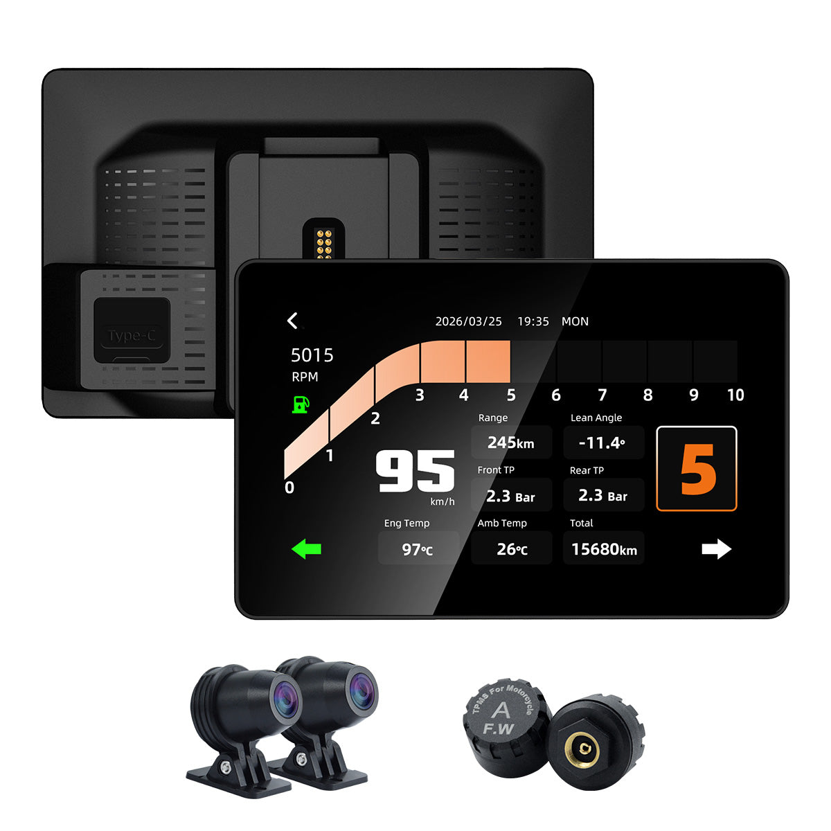 Linkifun MT18A Pro DVR 7.0" Motorcycle Display for BMW, Wireless CarPlay & Android Auto, Wonder Wheel, Dual 1080P DVR, Optional TPMS