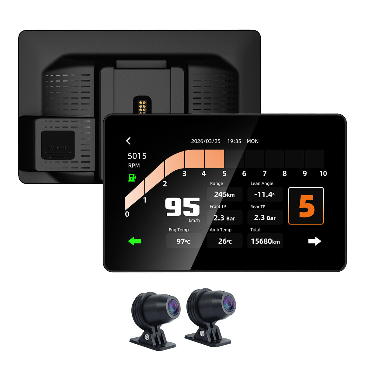 Linkifun MT18A Pro DVR 7.0" Motorcycle Display for BMW, Wireless CarPlay & Android Auto, Wonder Wheel, Dual 1080P DVR, Optional TPMS