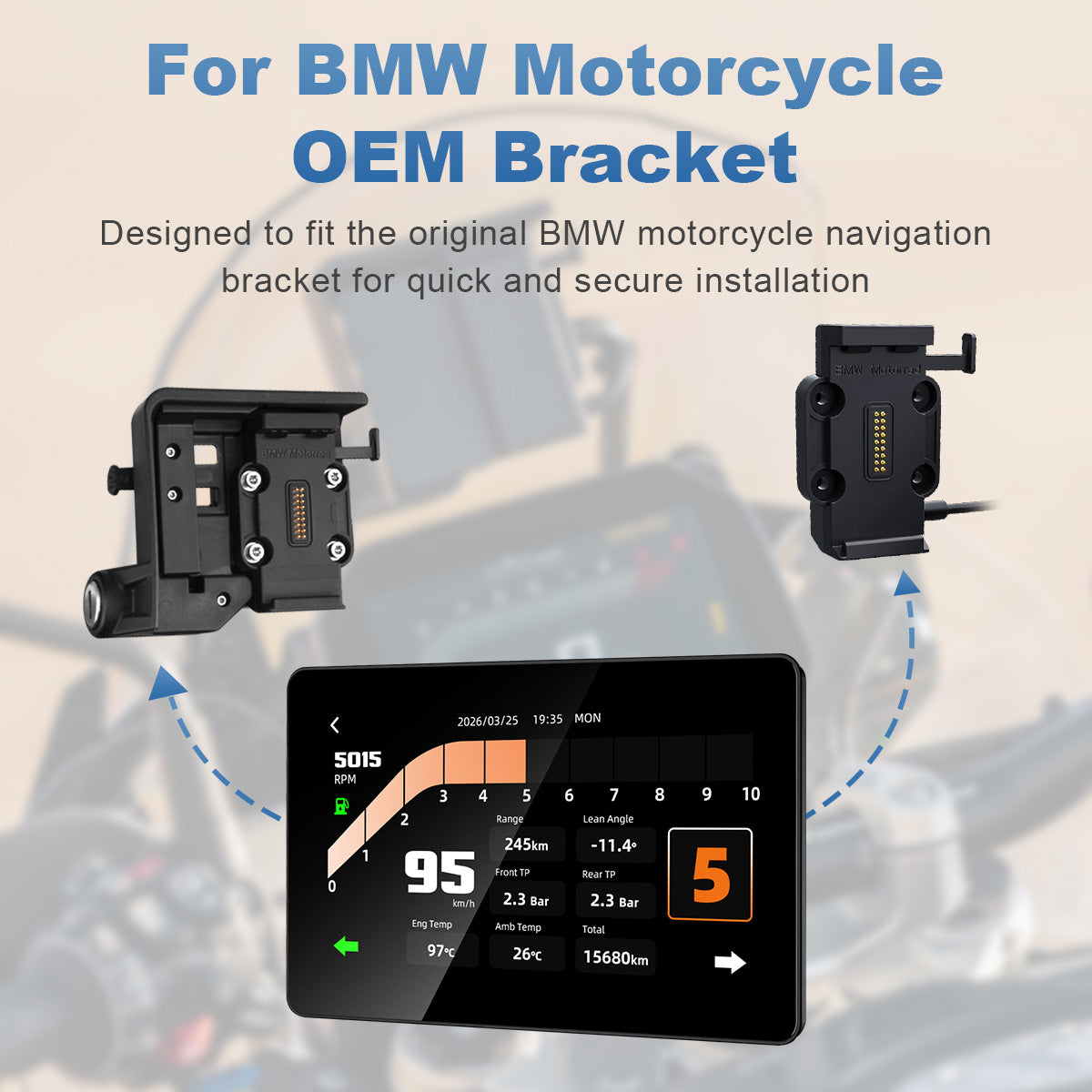 Écran de moto Linkifun MT18A Pro avec DVR 7,0" pour BMW, CarPlay et Android Auto sans fil, molette Wonder Wheel, double DVR 1080P