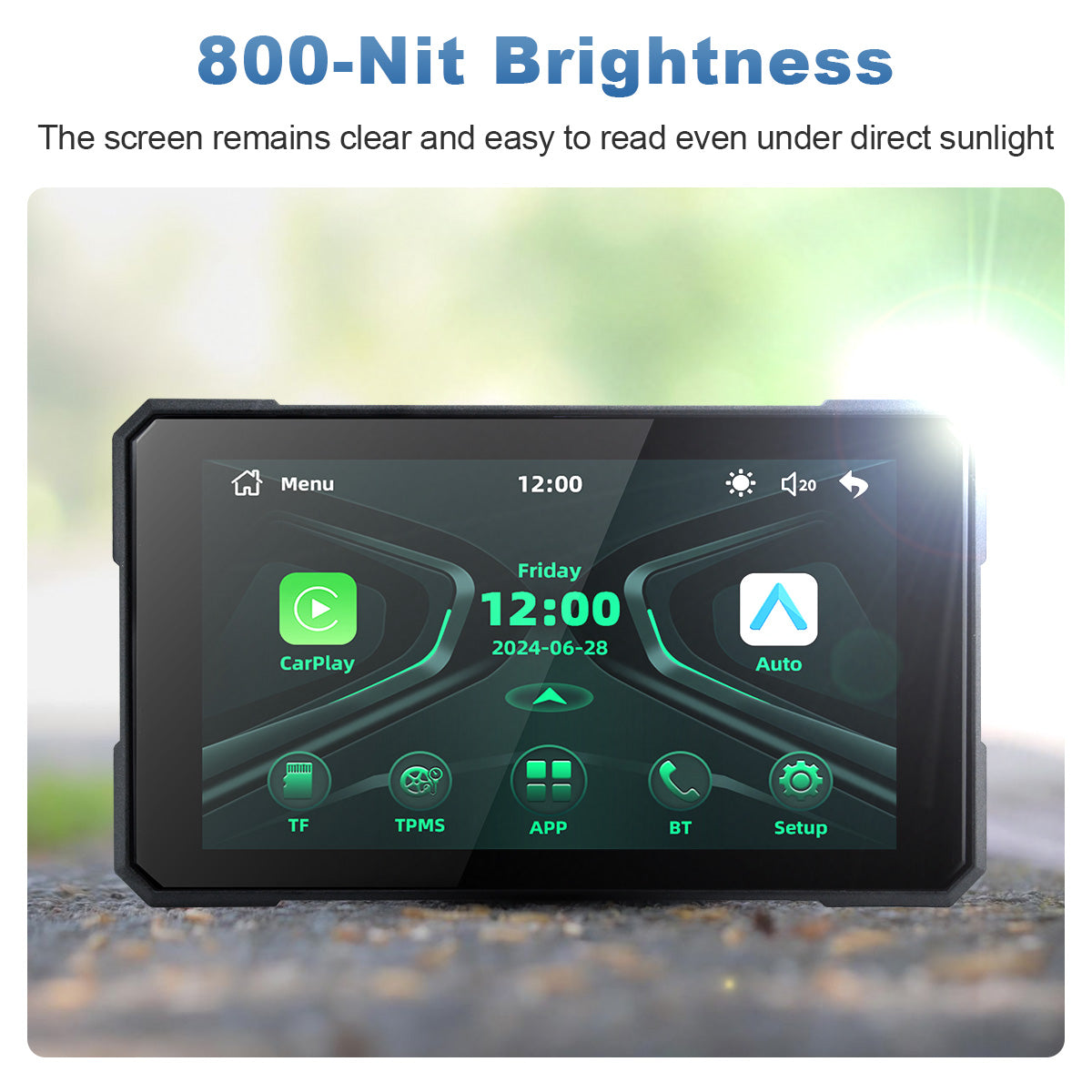 Linkifun™ MT19 5" Smart Motorcycle Display with Wireless CarPlay & Android Auto, Screen Mirroring, Bluetooth 5.0, IP67 Protection, Optional TPMS