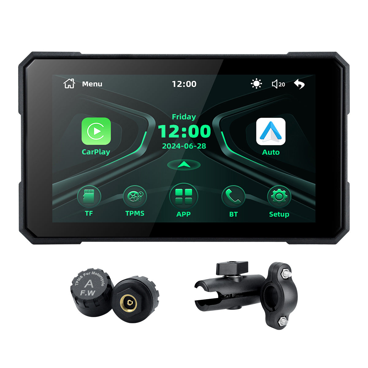Linkifun™ MT19 5" Smart Motorcycle Display with Wireless CarPlay & Android Auto, Screen Mirroring, Bluetooth 5.0, IP67 Protection, Optional TPMS