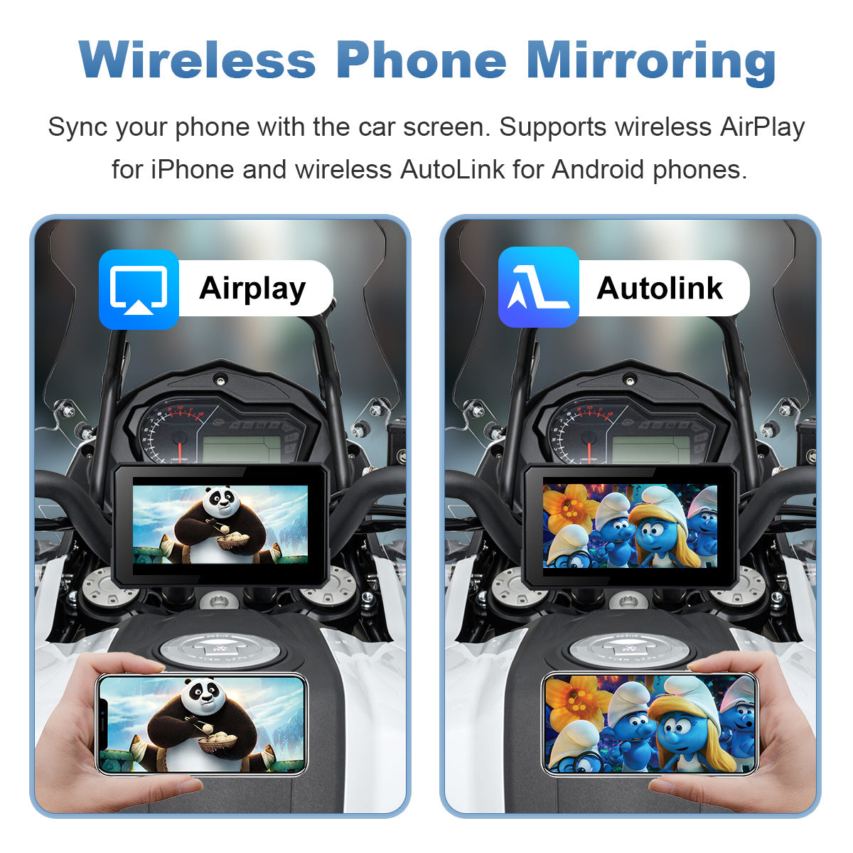 Linkifun™ MT19 5" Smart Motorcycle Display with Wireless CarPlay & Android Auto, Screen Mirroring, Bluetooth 5.0, IP67 Protection, Optional TPMS