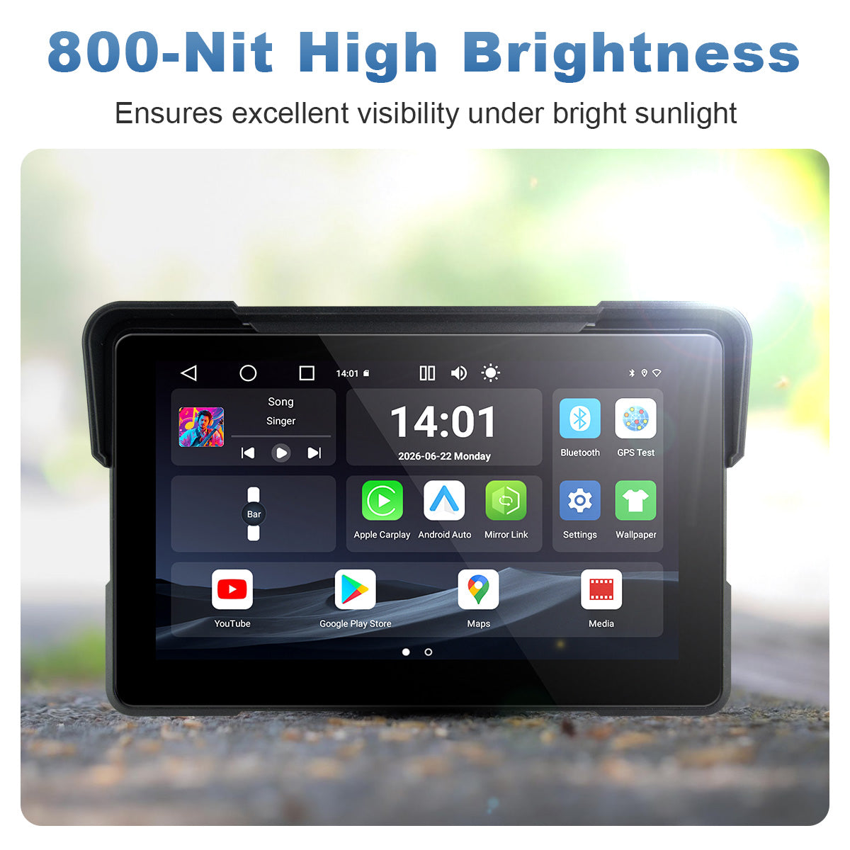 Linkifun™ MT22 7" Android 13 Motorcycle Navigation Screen with Wireless CarPlay & Android Auto, GPS, Auto-Rotation, Google Play, Optional TPMS & IP67
