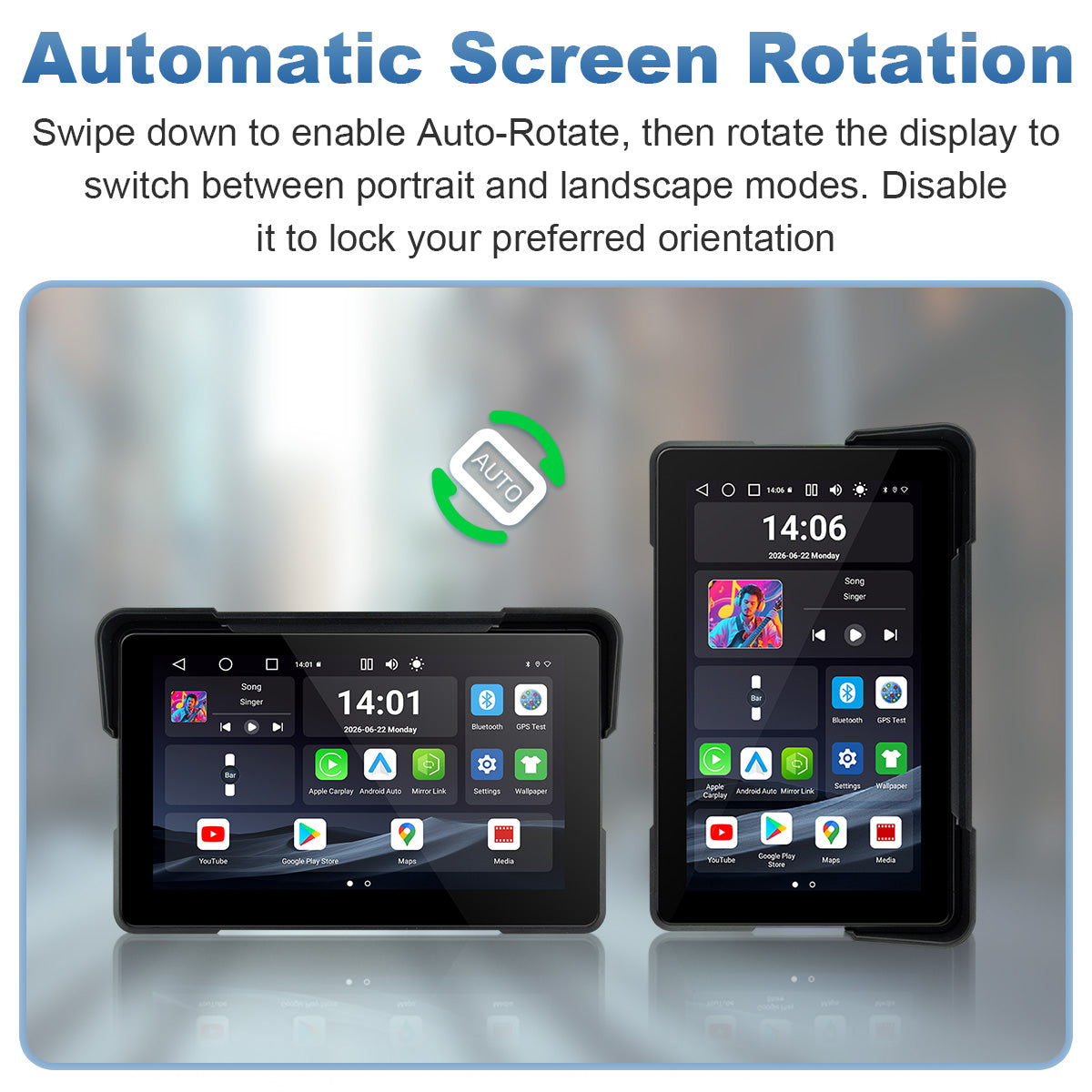 Linkifun™ MT22 7" Android 13 Motorcycle Navigation Screen with Wireless CarPlay & Android Auto, GPS, Auto-Rotation, Google Play, Optional TPMS & IP67