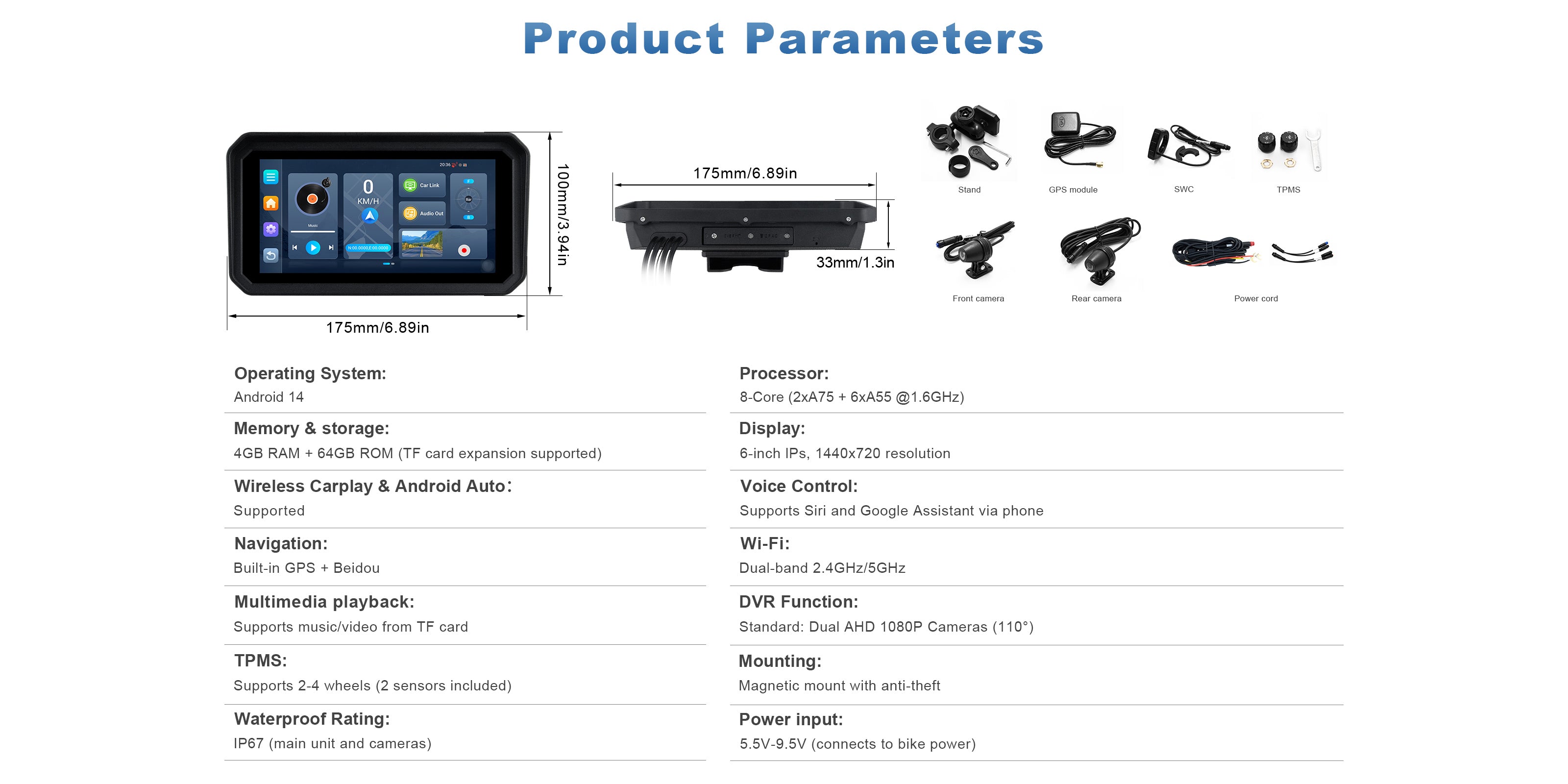 linkifun-mt23-motorcycle-navigation-screen-specifications-chart