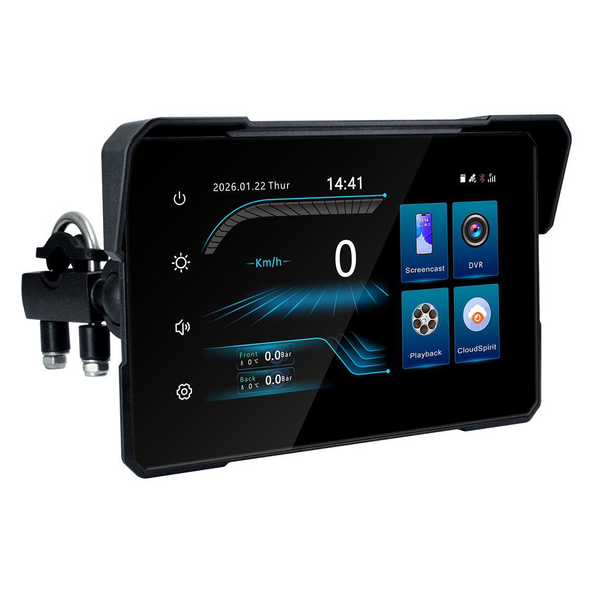 Linkifun™ MT24 7" 4G Motorcycle Smart Display – Wireless CarPlay & Android Auto, Remote Live Streaming, GPS, DVR & TPMS