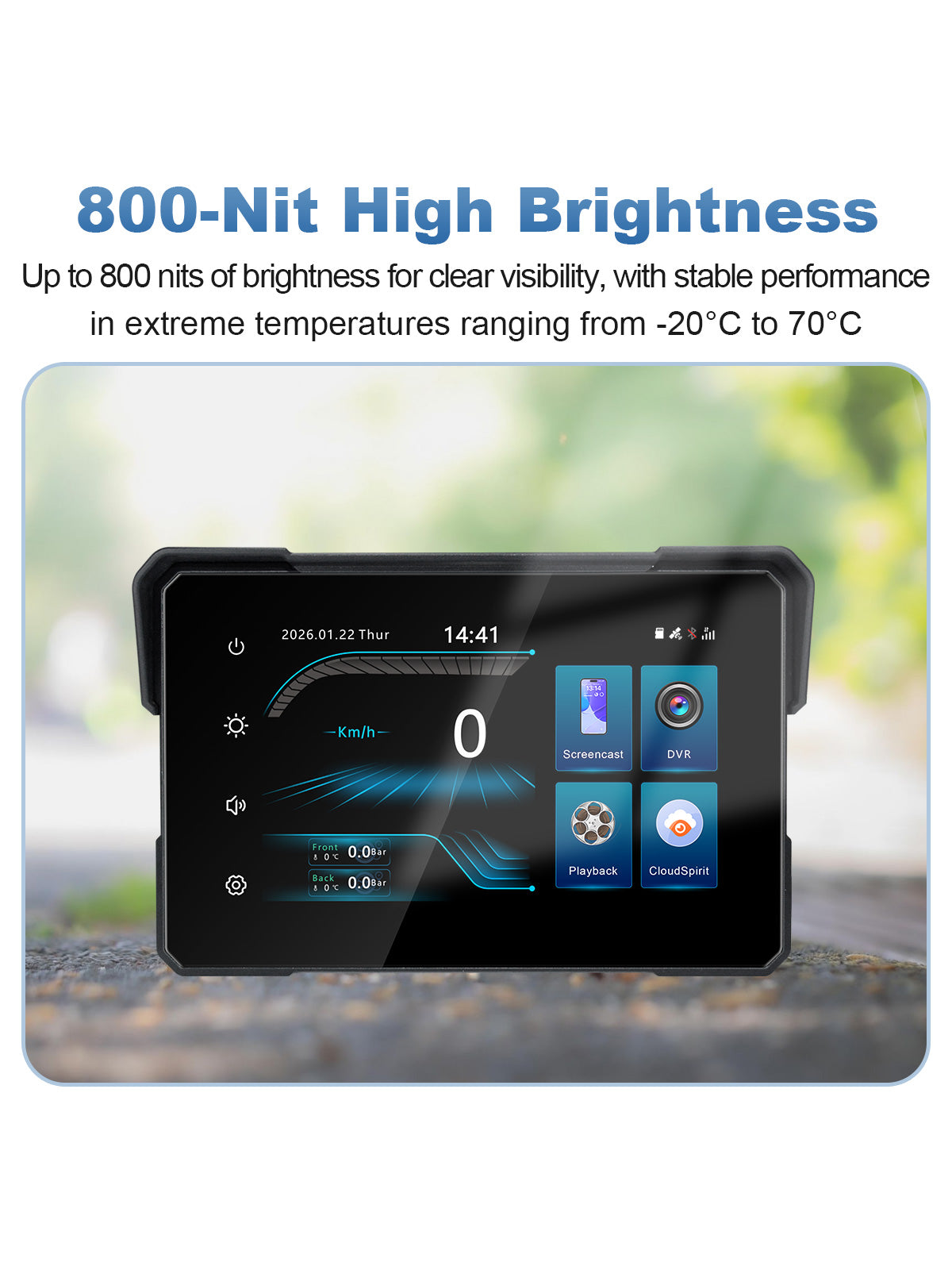 Linkifun MT24 7 inch 4G motorcycle navigation screen dash cam with 800 nit high brightness display