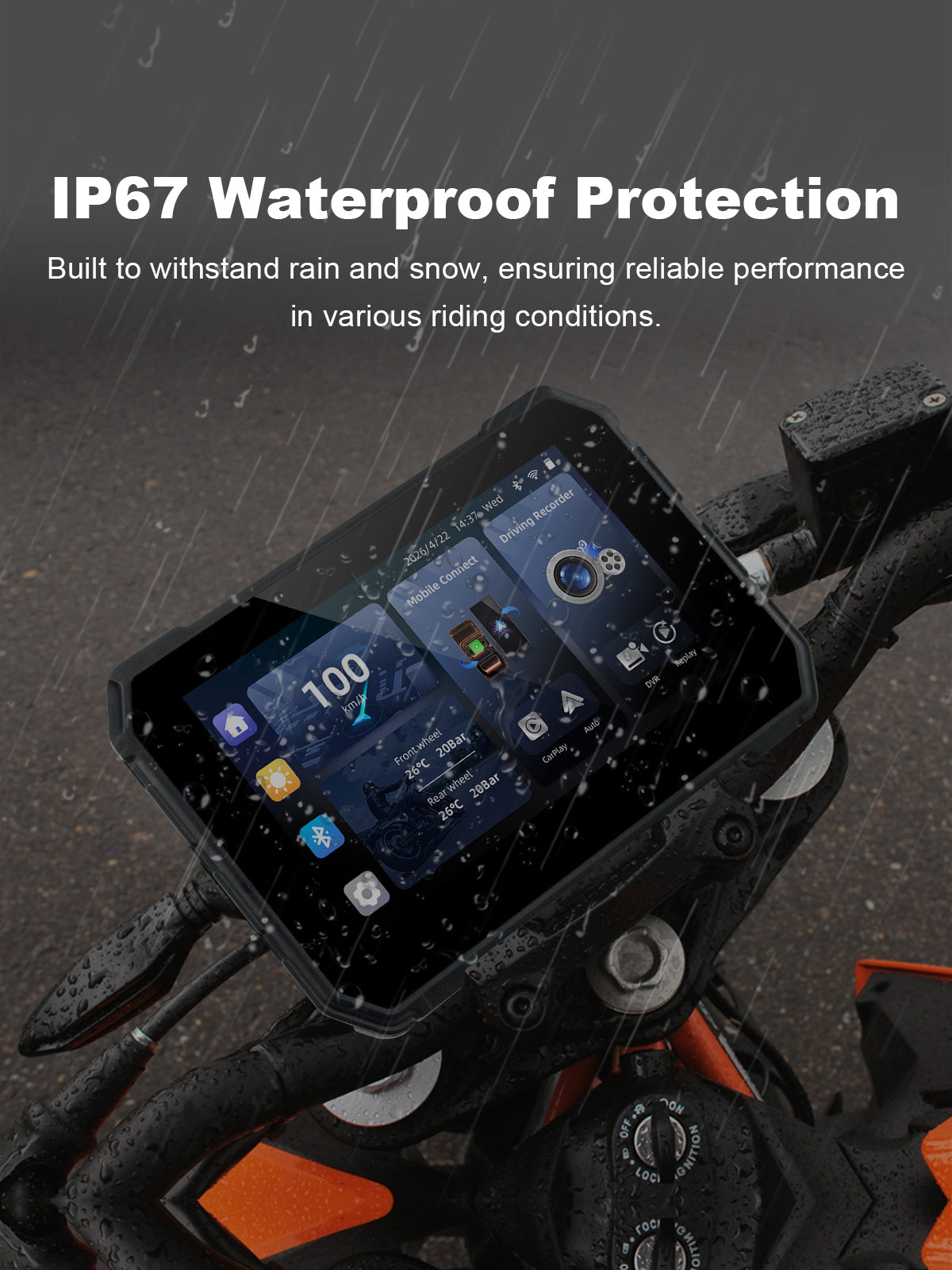 Linkifun MT2B-DVR 5 inch motorcycle navigation screen with IP67 waterproof and dustproof protection for DVR riding recording
