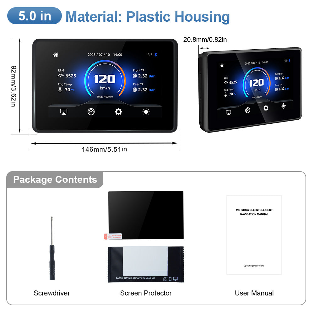 Linkifun™ MT3 Pro 5" & MT13 Pro 6.2" Android Motorcycle Smart Display for BMW Motorcycles – Wireless CarPlay & Android Auto, Screen Mirroring