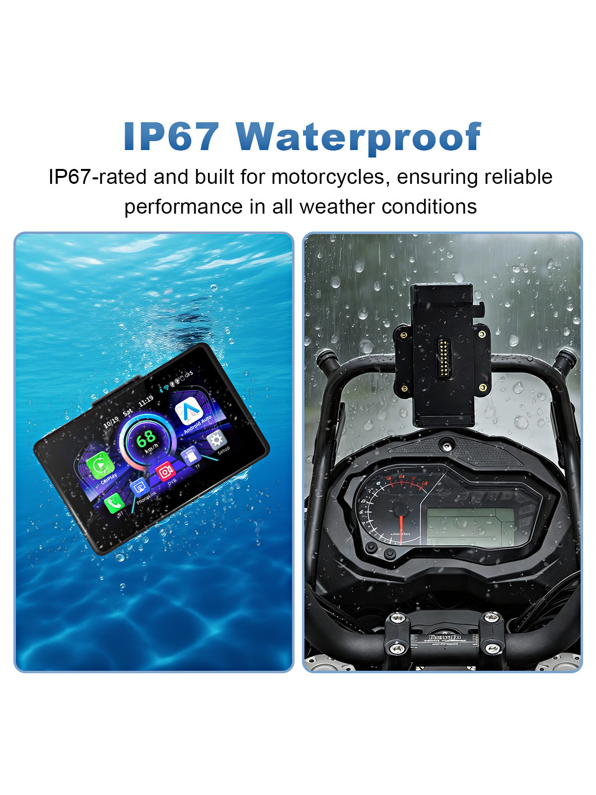 Linkifun MT3B universal bracket motorcycle navigation screen with DVR GPS IP67 waterproof design