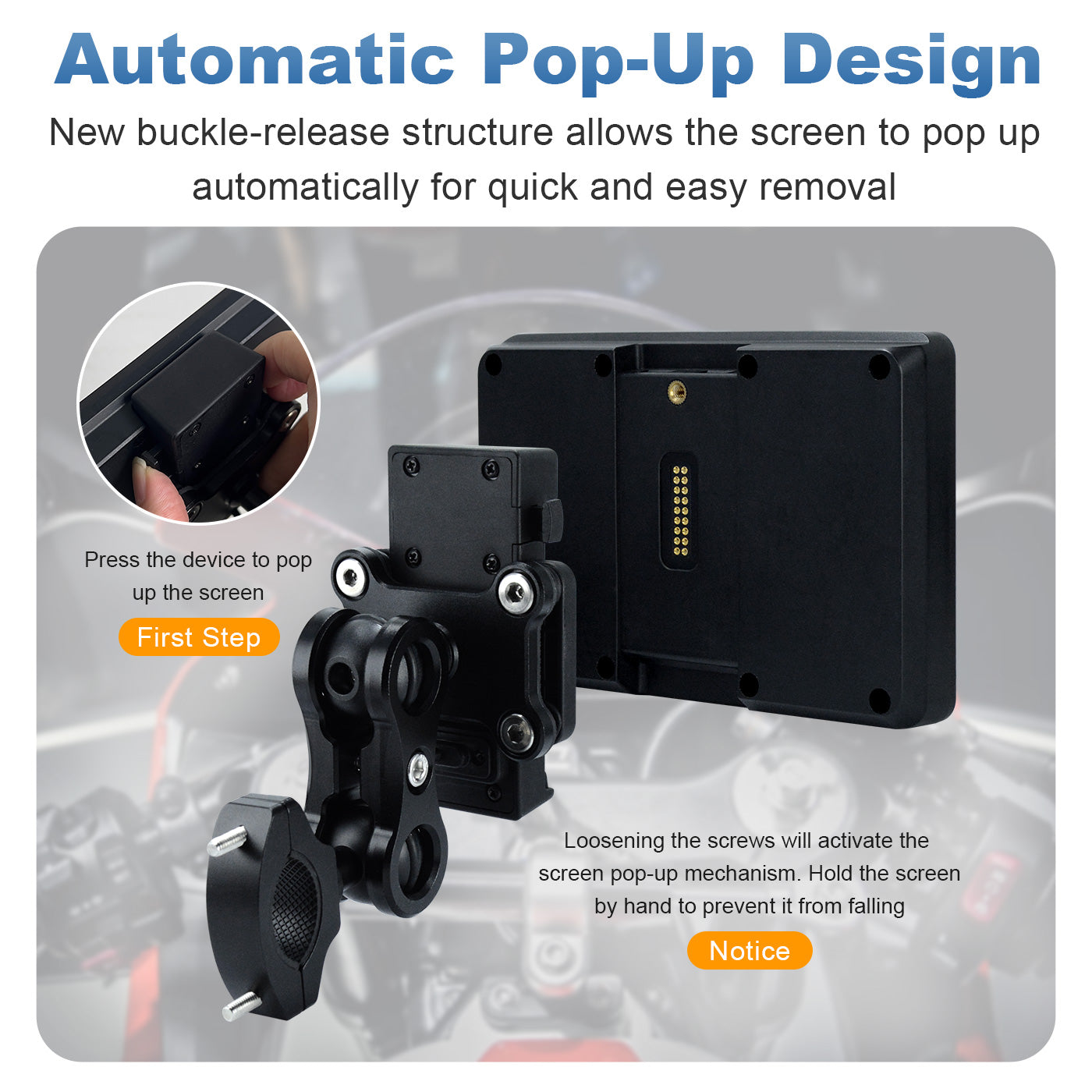 Linkifun MT3B motorcycle navigation screen anti-theft pop-up release bracket system