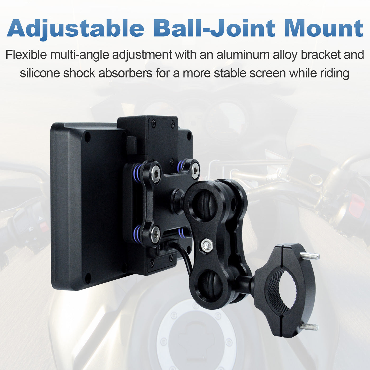 Linkifun MT3C and MT3D motorcycle screen with adjustable ball-joint mount and shock-absorbing aluminum alloy bracket