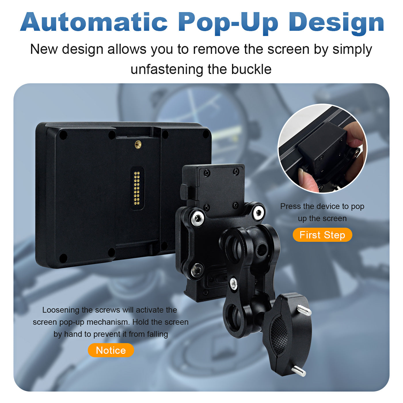 Linkifun MT3C MT3D universal bracket motorcycle smart display Android 13 Android 14 anti theft pop up release mechanism