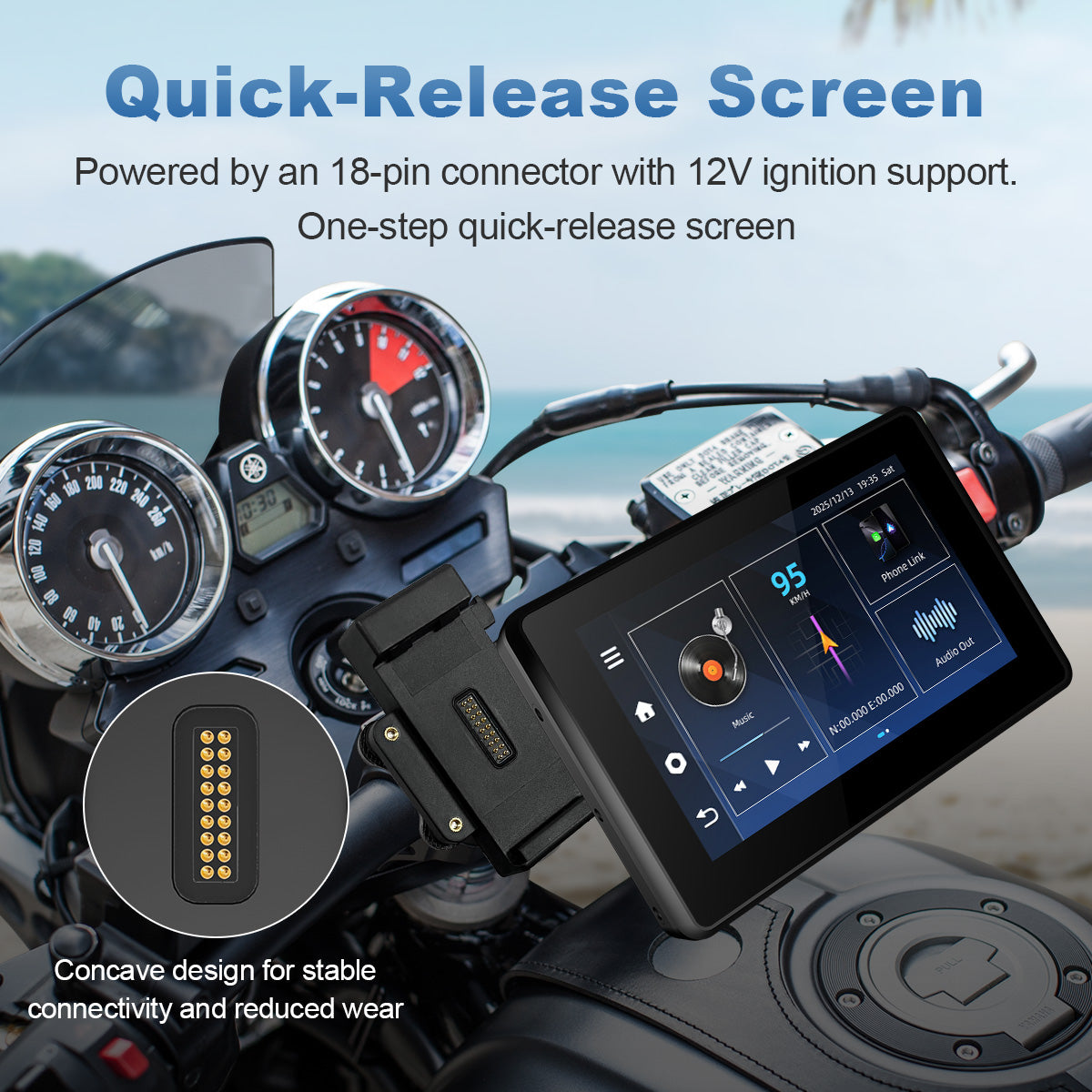Linkifun™ MT3D / MT3C + Bracket 5" Android 13 / Android 14 Smart Display for Universal Motorcycles – Google Play, GPS, Wi-Fi, Wireless CarPlay & Android Auto