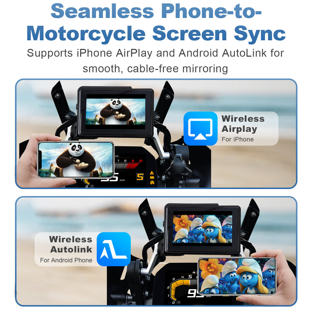 Pantalla inteligente para motocicleta Linkifun™ MT3D de 5" con Android 13 para motocicletas BMW: GPS, Wi-Fi, CarPlay inalámbrico y Android Auto