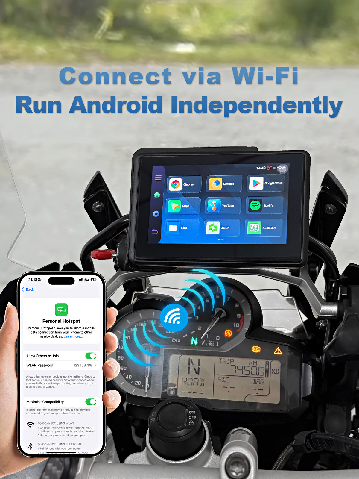 Linkifun MT3D bmw motorcycle display Android standalone system via WiFi interface