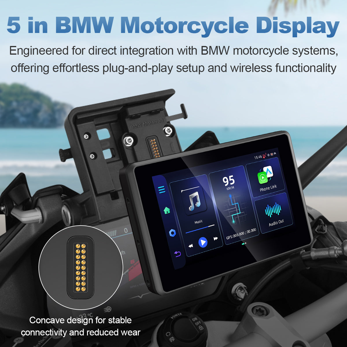 Linkifun™ MT3D 5" Android 13 Motorcycle Smart Display for BMW Motorcycles – GPS, Wi-Fi, Wireless CarPlay & Android Auto