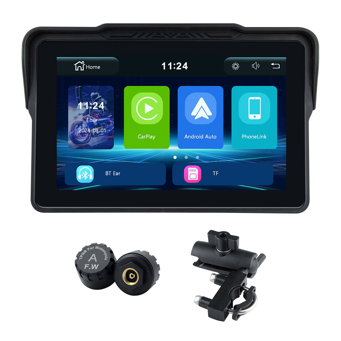 Linkifun™ MT4 7" Motorcycle Navigation Screen with Wireless CarPlay, Android Auto, Screen Mirroring (Optional DVR & TPMS)