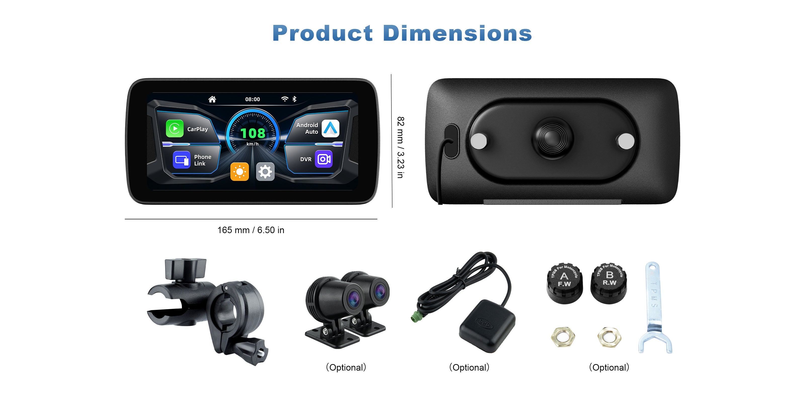 Linkifun MT5A 6.25 inch motorcycle navigation screen dimension and size diagram desktop version
