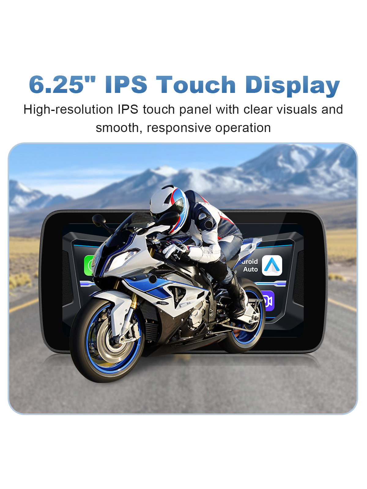 Linkifun MT5A 6.25 inch motorcycle navigation screen with IPS touchscreen display and DVR interface