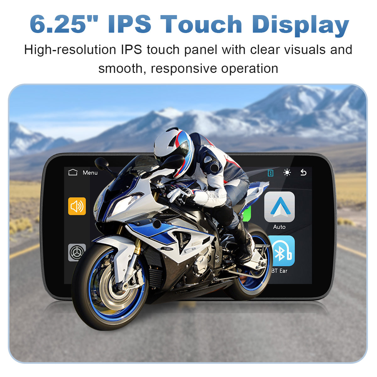Linkifun™ MT5 6.25" Motorcycle Navigation Display with Wireless CarPlay, Android Auto, Screen Mirroring, Universal Mount Optional TPMS
