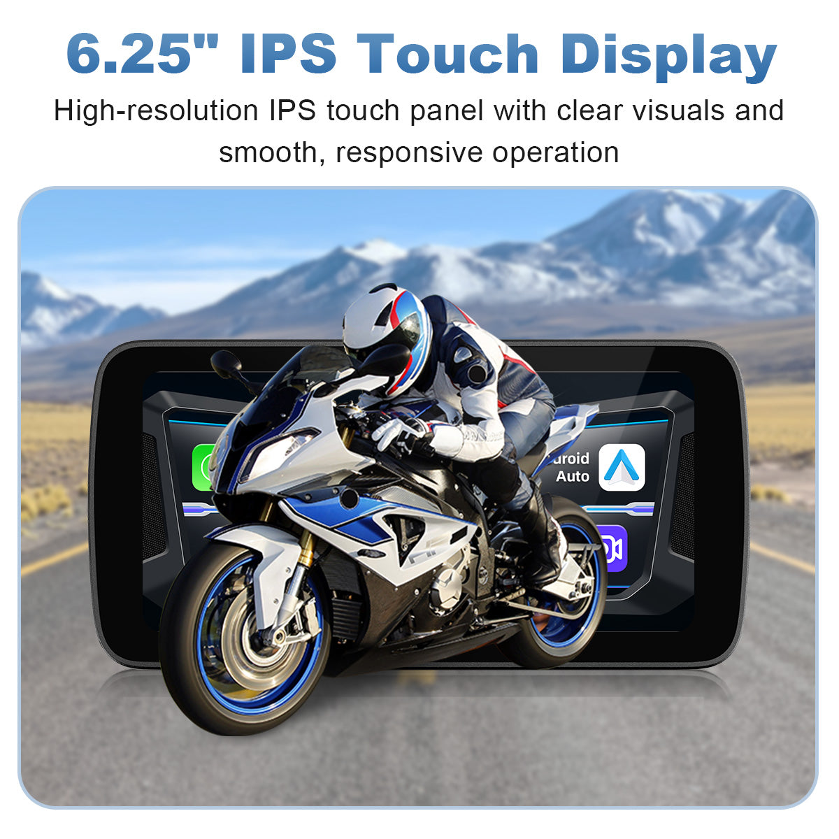 Linkifun™ MT5 / MT5A 6.25" Motorcycle Navigation Display with Wireless CarPlay, Android Auto, Screen Mirroring, Universal Mount (Optional DVR, GPS & TPMS)
