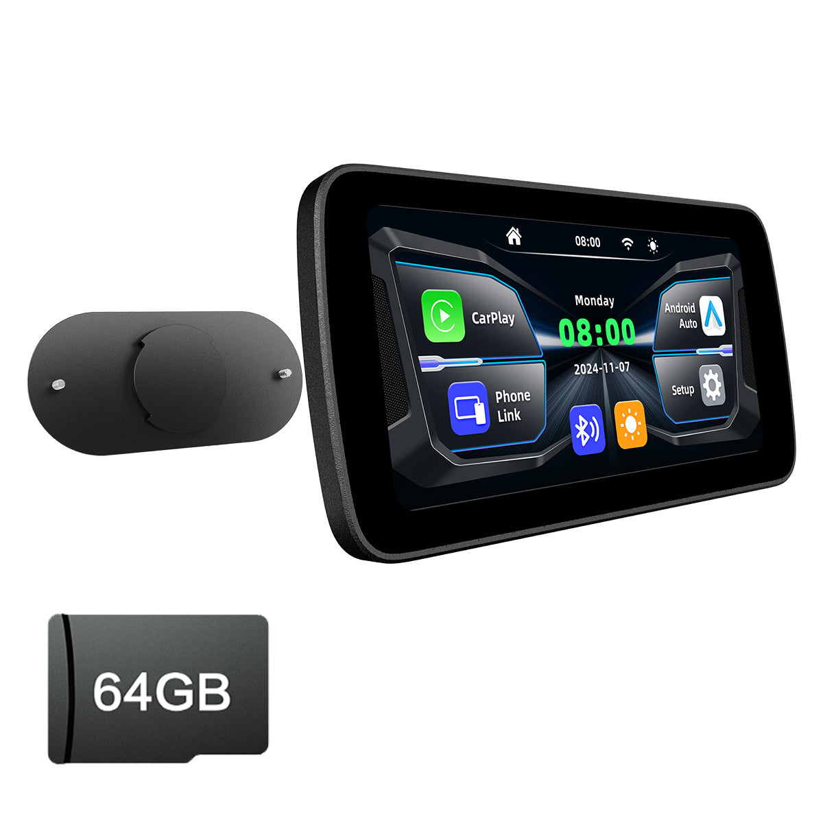 Linkifun™ MT5 / MT5A 6.25" Motorcycle Navigation Display with Wireless CarPlay, Android Auto, Screen Mirroring, Universal Mount (Optional DVR, GPS & TPMS)